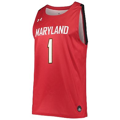 Men's Under Armour #1 Red Maryland Terrapins College Replica Basketball Jersey