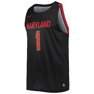 Men's Under Armour #1 Black Maryland Terrapins College Replica Basketball Jersey