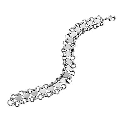 1928 Silver-Tone Heart Link Bracelet