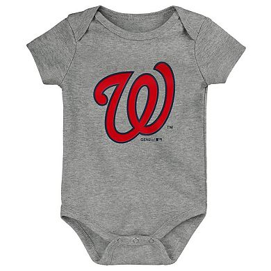 Infant Red/Navy/Gray Washington Nationals Born To Win 3-Pack Bodysuit Set