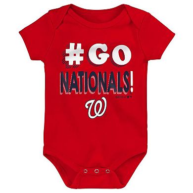 Newborn & Infant Red/Navy/Gray Washington Nationals Born To Win 3-Pack Bodysuit Set