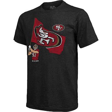 Men's Fanatics Branded Nick Bosa Black San Francisco 49ers Tri-Blend Player Graphic T-Shirt