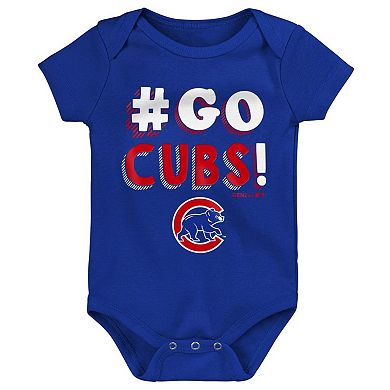Infant Royal/Red/Gray Chicago Cubs Born To Win 3-Pack Bodysuit Set