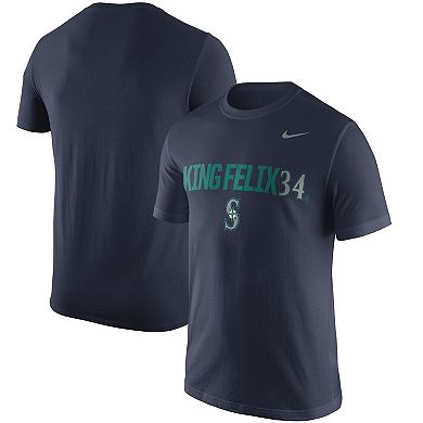 Mens Nike Felix Hernandez Navy Seattle Mariners Nickname Name & Number Performance T-Shirt