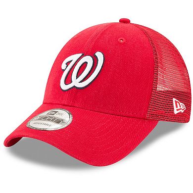 Men's New Era Red Washington Nationals Trucker 9FORTY Adjustable Snapback Hat