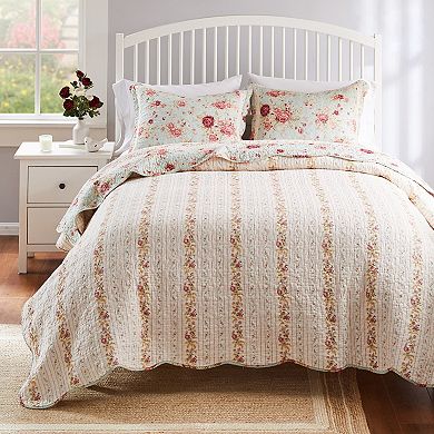 Greenland Home Fashions Antique Rose Quilt and Sham Set