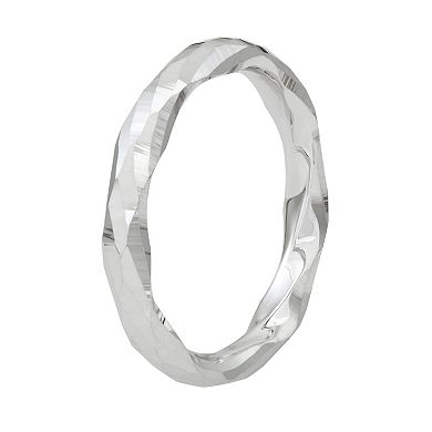 10k White Gold Faceted Ring