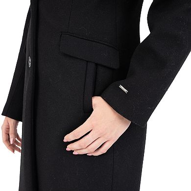 Women's Nine West Single-Breasted Wool Blend Coat