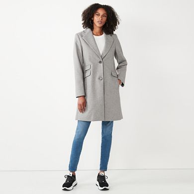 Women's Nine West Single-Breasted Wool Blend Coat