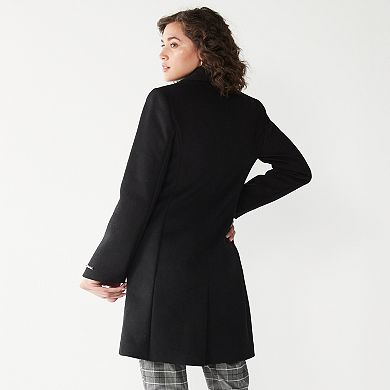 Women's Nine West Single-Breasted Wool Blend Coat