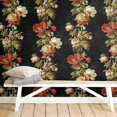 RoomMates Vintage Floral Stripe Peel & Stick Wallpaper