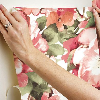 RoomMates Watercolor Floral Peel & Stick Wallpaper