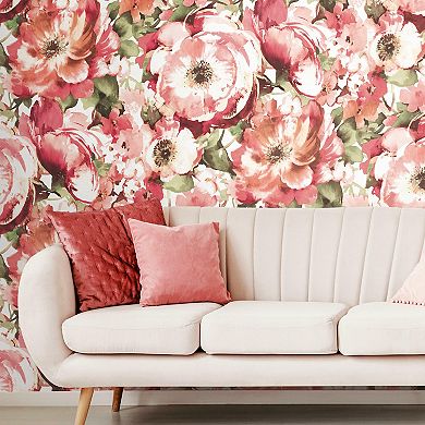 RoomMates Watercolor Floral Peel & Stick Wallpaper