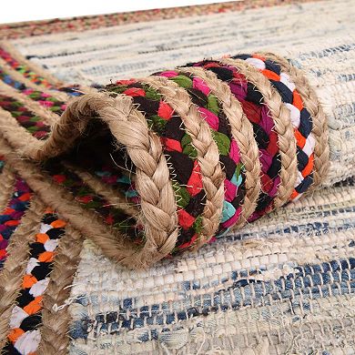 Unique Loom Striped Chindi Jute Rug