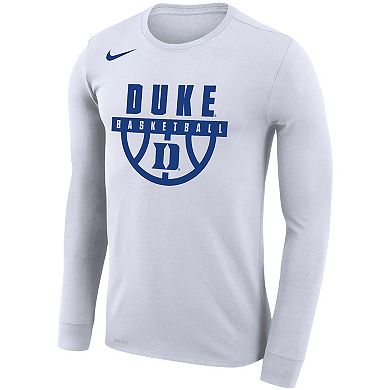 Men's Nike White Duke Blue Devils Basketball Drop Legend Long Sleeve Performance T-Shirt