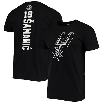 Men's Fanatics Branded Luka Samanic Black San Antonio Spurs Playmaker Name & Number Logo T-Shirt