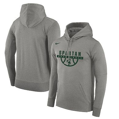 Men's Nike Gray Michigan State Spartans Basketball Drop Circuit Performance Pullover Hoodie