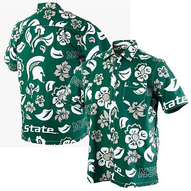 Men's Wes & Willy Green Michigan State Spartans Floral Button-Up Shirt