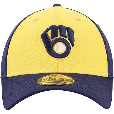 Men's New Era Gold/Navy Milwaukee Brewers Alternate Team Classic 39THIRTY Flex Hat