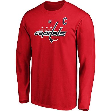 Men's Fanatics Branded Alexander Ovechkin Red Washington Capitals Authentic Stack Name & Number Long Sleeve T-Shirt