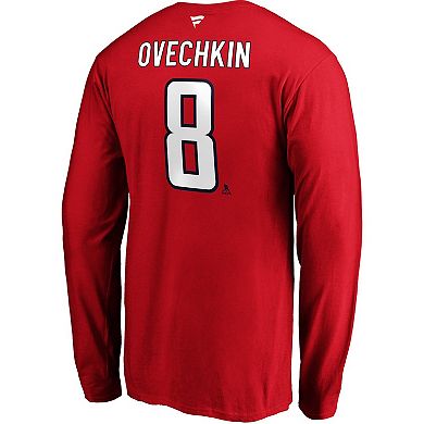 Men's Fanatics Branded Alexander Ovechkin Red Washington Capitals Authentic Stack Name & Number Long Sleeve T-Shirt