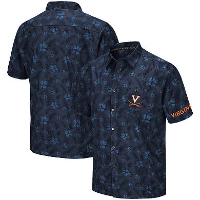 Men's Colosseum Navy Virginia Cavaliers Molokai Camp Button-Up Shirt