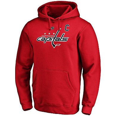 Men's Fanatics Branded Alexander Ovechkin Red Washington Capitals Authentic Stack Player Name & Number Fitted Pullover Hoodie