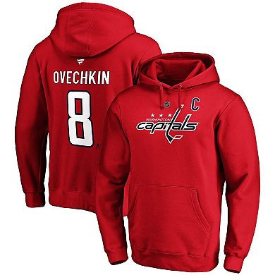 Men's Fanatics Branded Alexander Ovechkin Red Washington Capitals Authentic Stack Player Name & Number Fitted Pullover Hoodie