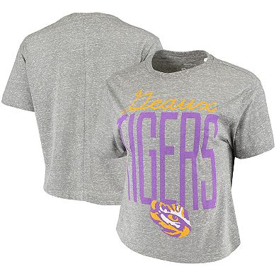 Women's Pressbox Heathered Gray LSU Tigers Sanibel Knobi Crop T-Shirt
