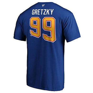 Men's Fanatics Branded Wayne Gretzky Blue St. Louis Blues Authentic Stack Retired Player Name & Number T-Shirt