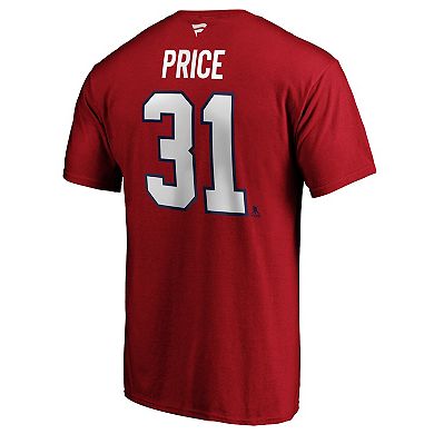 Men's Fanatics Branded Carey Price Red Montreal Canadiens Team Authentic Stack Name & Number T-Shirt