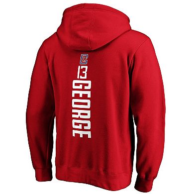 Men's Fanatics Branded Paul George Red LA Clippers Playmaker Name & Number Fitted Pullover Hoodie