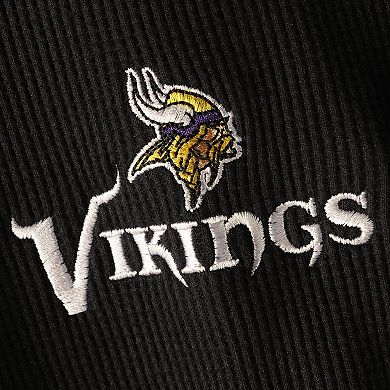 Men's Dunbrooke Black Minnesota Vikings Logo Maverick Thermal Henley Long Sleeve T-Shirt