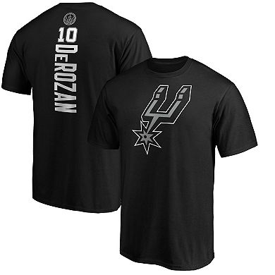 Men's Fanatics DeMar DeRozan Black San Antonio Spurs Playmaker Name & Number Team Logo T-Shirt