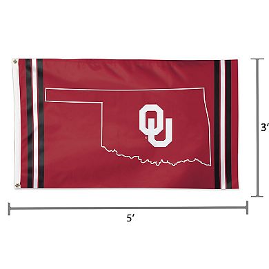 WinCraft Oklahoma Sooners 3' x 5' Deluxe State Shape Design Single-Sided Flag