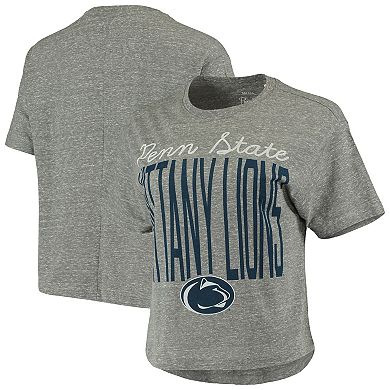 Women's Pressbox Heathered Gray Penn State Nittany Lions Sanibel Knobi Crop T-Shirt