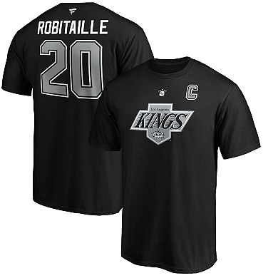 Men's Fanatics Branded Luc Robitaille Black Los Angeles Kings Authentic Stack Retired Player Name & Number T-Shirt