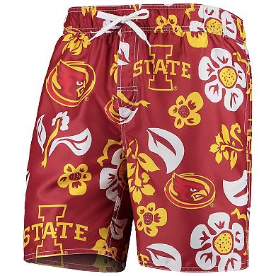 Men's Wes & Willy Cardinal Iowa State Cyclones Floral Volley Swim Trunks