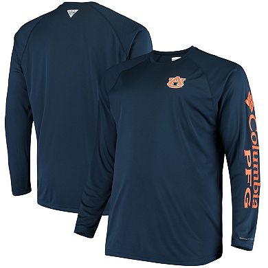 Men's Columbia Navy Auburn Tigers Big & Tall Terminal Tackle Long Sleeve Omni-Shade T-Shirt