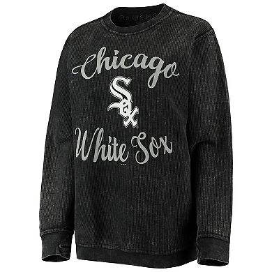 Women's G-III 4Her by Carl Banks Black Chicago White Sox Script Comfy Cord Pullover Sweatshirt