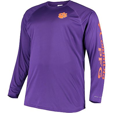Men's Columbia Purple Clemson Tigers Big & Tall Terminal Tackle Long Sleeve Omni-Shade T-Shirt
