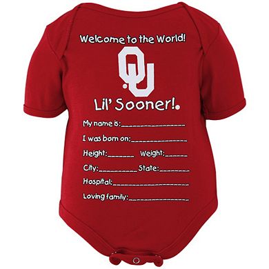 Oklahoma Sooners Newborn Welcome to the World Creeper - Crimson