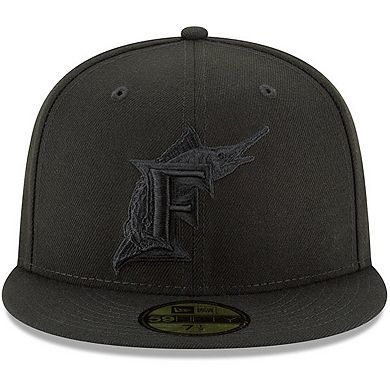 Men's New Era Black Florida Marlins Throwback Primary Logo Basic 59FIFTY Fitted Hat