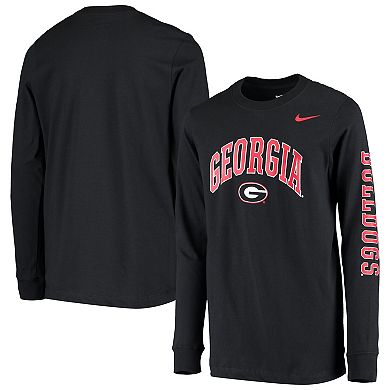 Youth Nike Black Georgia Bulldogs Arch & Logo 2-Hit Long Sleeve T-Shirt