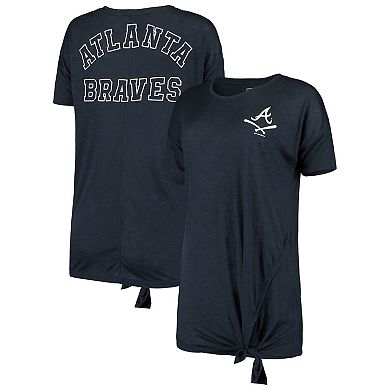 Women's New Era Navy Atlanta Braves Slub Jersey Scoop Neck Side Tie T-Shirt