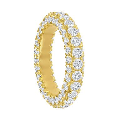 Sterling Silver Cubic Zirconia Gold Plated Eternity Rings