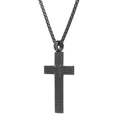 Men's LYNX Black Stainless Steel Cross Pendant