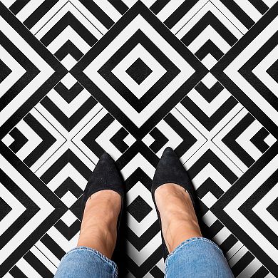 Achim Retro Geometric 12x12 Self Adhesive Vinyl Floor Tiles Set of 20