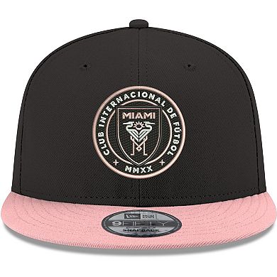 Men's New Era Black/Pink Inter Miami CF 9FIFTY Adjustable Snapback Hat