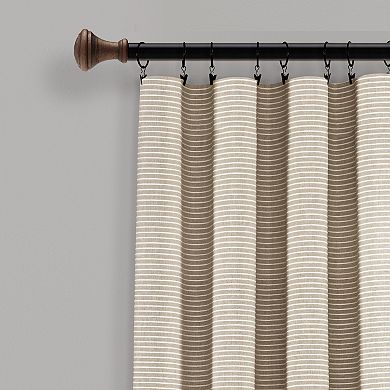 Lush Decor Farmhouse Button Stripe Yarn Dyed Woven Cotton Window Curtain Set